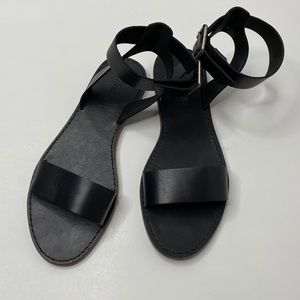 Madewell Boardwalk Ankle Sandals Black Size 7